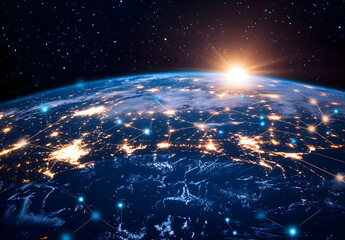 Global Network Connection, internet connection, world map, earth, planet earth, space