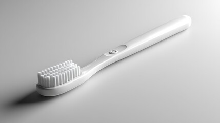White eco-friendly travel-size toothbrush mockup on a clean white background ideal for personal care product branding marketing or minimalist design presentations.. Generative AI