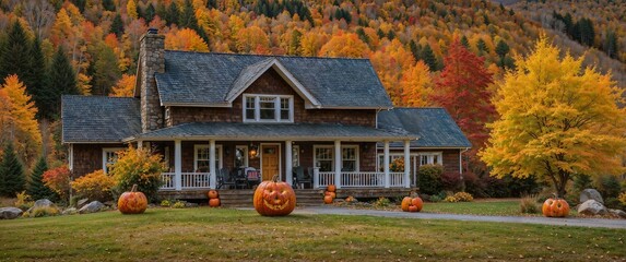 Pure autumn scenery in Vermont with a Halloween vibe