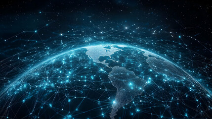 Obraz premium Global Network Connection, digital network, interconnected world, internet connection, global communication, technology