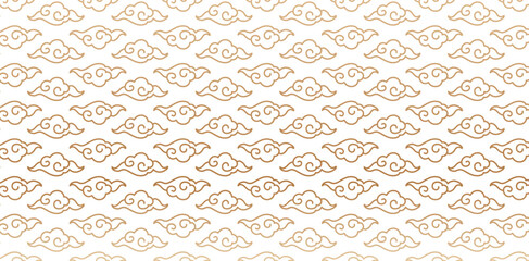 cloud line illustration golden pattern ornamental chinese design isolated white backgrounds for patterned fill, webs pages, surface textures, books covers, fabric printing papers, birthday invitations