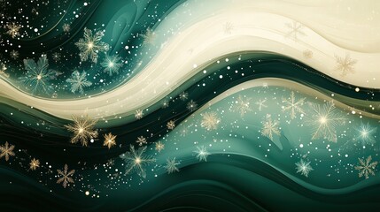 A green and white wave with snowflakes on it