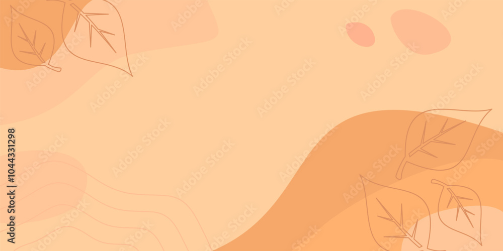 Aufkleber aesthetic background with leaf icons. pastel colors with wave pattern with empty space for text.