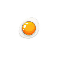 Fried Egg with Golden Yolk and Crisp White Edges on white and transparent background. PNG