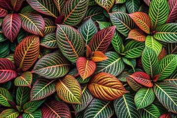 seamless wallpaper of tropical colored leaves