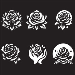 Rose flower vector silhouette