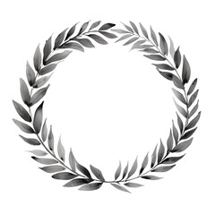 Wreath leaf black brush stroke on transparent background