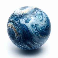 Abstract Blue and White Marble Globe, sphere, 3d, rendering, design, pattern