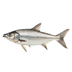 Discover the Elegance of Aquatic Life: A Closeup Look at the Tarpon Fish, Highlighting Its Silver Scales and Unique Features in Marine Photography. Isolated on Transparent Background.  