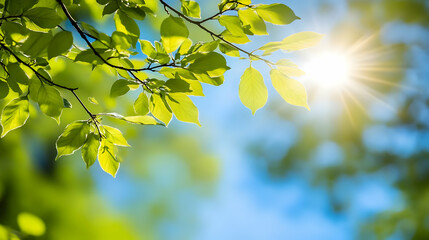 Obraz premium Sun Shining Through Green Leaves, sunlight, sunshine, branch, tree, nature