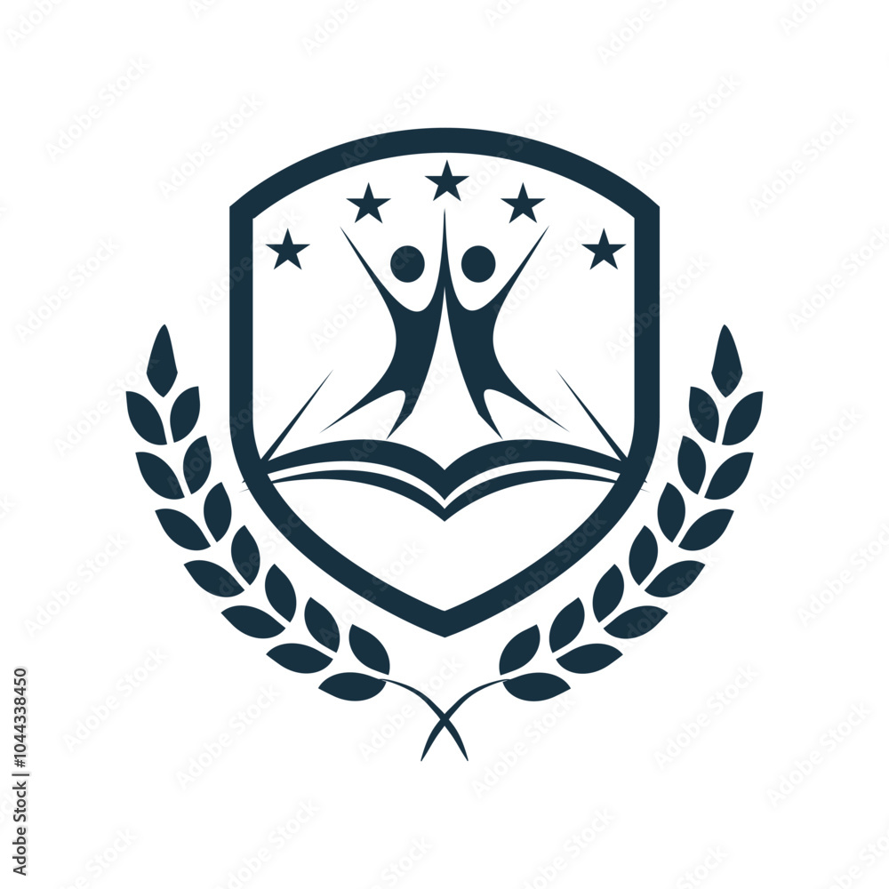 Poster this is a simple emblem design in flat style that depicts two abstract humans inside a shield reachi