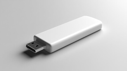 USB flash drive with clean white casing isolated on white background for electronics mockups and digital storage branding projects.. Generative AI