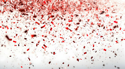 Red Confetti Falling on White Background, falling confetti, celebration, party, holiday, new year