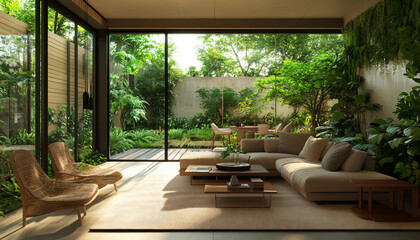 Fototapeta premium Minimalist and unique interior design in the house
