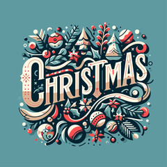 Flat vector Merry Christmas Typography isolated on a white background