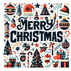 Flat vector Merry Christmas Typography isolated on a white background