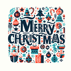 Flat vector Merry Christmas Typography isolated on a white background