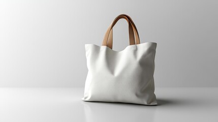 White Foldable Tote Bag Mockup on White Background Great for Custom Design or Branding Presentation. Generative AI