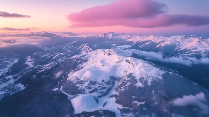 Snowy Mountain Range at Sunset