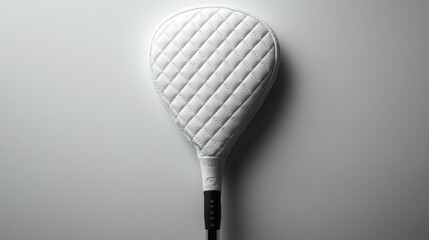 Elegant white quilted golf club head cover isolated on a clean white background perfect for sports product branding and high-end design mockups.. Generative AI