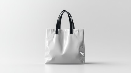 White foldable reusable shopping bag mockup on a clean white background perfect for eco-friendly product branding and fashion accessory presentations. Generative AI