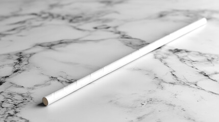 Eco-friendly white paper straw mockup on a marble background ideal for branding and product presentations in the sustainable packaging industry.. Generative AI