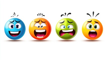 Colorful Emoji Faces Expressing Emotions