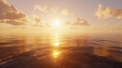 Fototapeta premium Tranquil Sunset Over Serene Ocean Waters