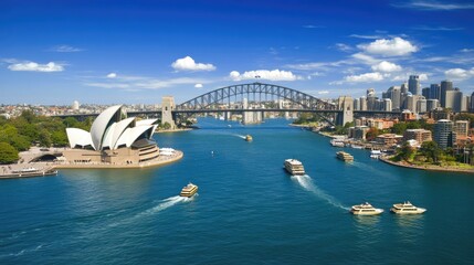 Scenic View of Sydney Harbor and Iconic Landmarks