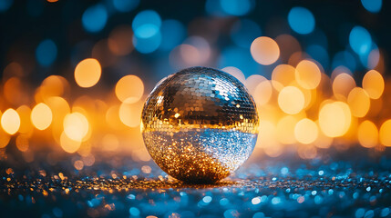 Disco Ball with bokeh background, party, celebration, night, dance, music