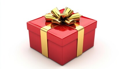 Obraz premium Shiny Red Present with Gold Bow on Top
