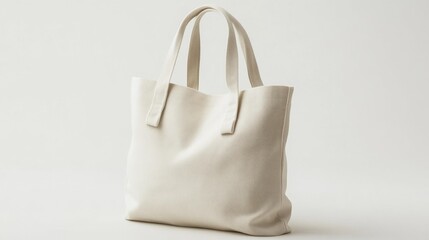 White canvas tote bag mockup with soft texture on a clean white background. Generative AI