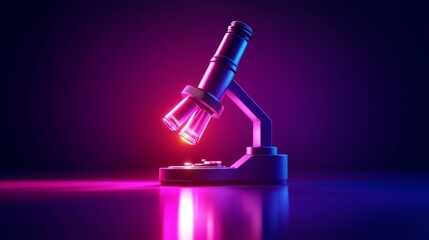 Stylized microscope icon in flat design, bright gradient background with a subtle glow, modern scientific graphic, vibrant colors and minimal details