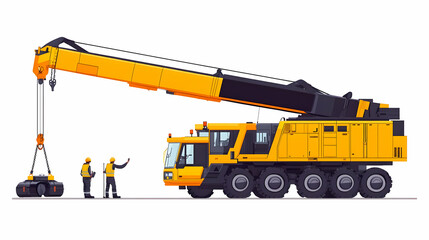Fototapeta premium Mobile crane lifting heavy object, construction, machinery, heavy equipment, heavy lifting, construction site