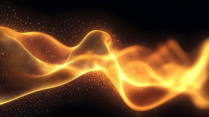Fototapeta premium Abstract Golden Wave Background, glow, light, particles, digital, technology
