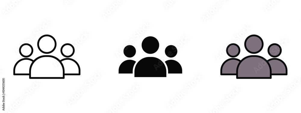 Poster community icon with three people together in different editable styles, community icon with a group 