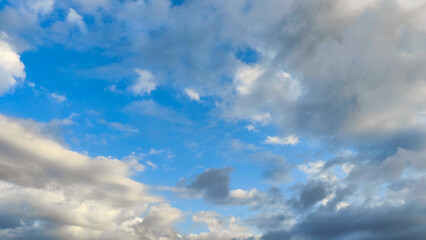 Blue sky and White cloud nature background. before the sunset