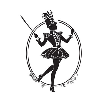 recommend clip art: Majorette Silhouette Logo Vector - Marching Band Silhouette Vector Images on White Background