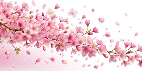 Fototapeta premium of pink cherry sakura flower petals flowing with alpha layer, sakura, cherry blossom, pink, flower, petals, , nature, floral