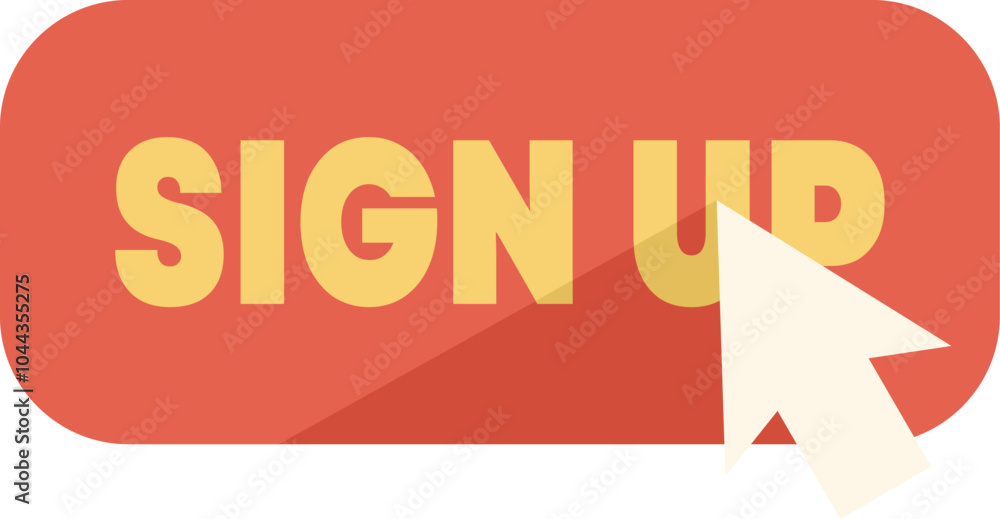 Poster cursor is hovering over a red rounded rectangle sign up button