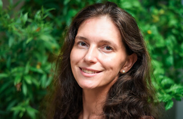 Selfie Portrait of 40 years old slavic woman close up without make up