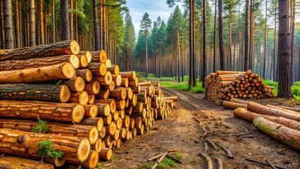 Pine wood logs being harvested in a forest, pine, wood, logs, coniferous, trees, logging, forest, timber, lumber