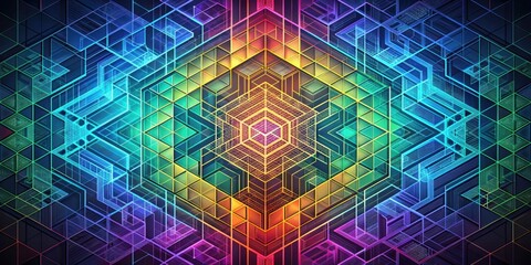 Obraz premium Abstract geometric pattern design inspired by the ChaCha12 encryption algorithm, abstract, geometric, pattern