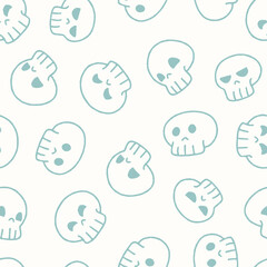 Outline Skull Vector Seamless Pattern illustration for Print, Wallpaper, Decoration.
