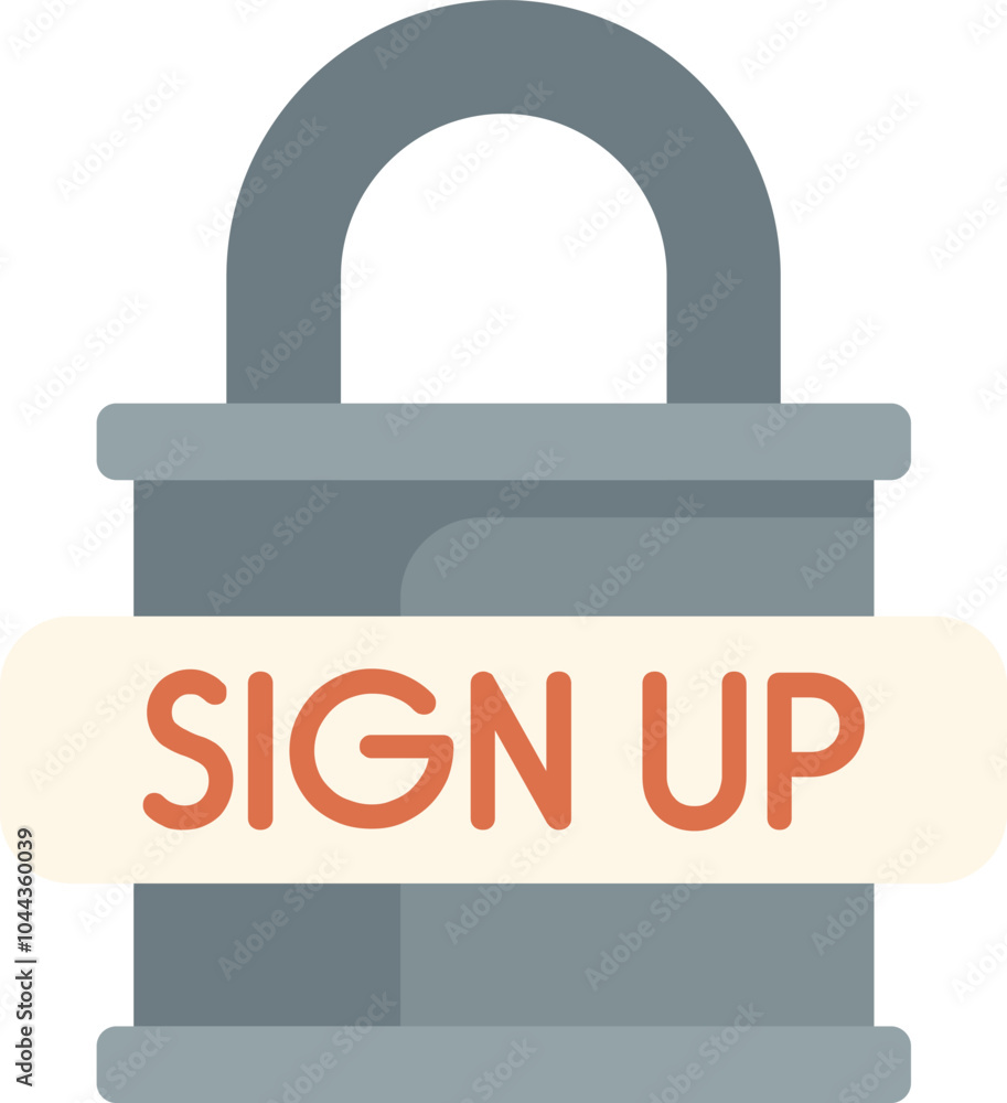 Poster closed padlock is securing a sign up form, representing the concept of online security