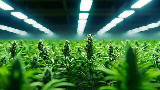 Cannabis Plants Growing Under Artificial Lights, marijuana, hemp, weed, cultivation, indoor