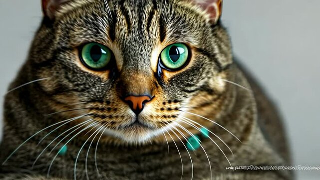 Close-up of a Tabby Cat with Green Eyes, feline, pet, domestic cat, animal, cute