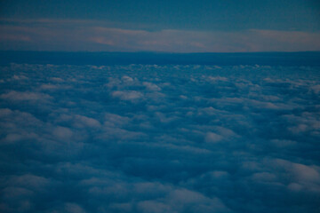 Sunset and sunset glow from the plane