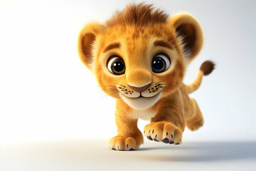 Fototapeta premium baby lion cute playing and run around