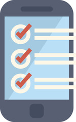 Smartphone is showing a checklist with completed tasks, symbolizing productivity and accomplishment